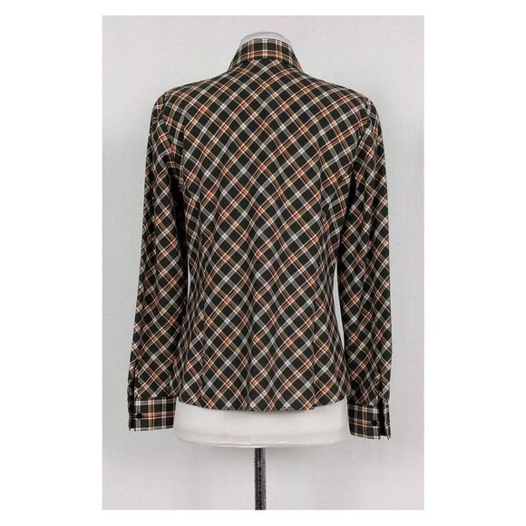 ✨Lafayette 148 - Grey & Orange Plaid Button Down Sz 4✨ - Picture 3 of 7